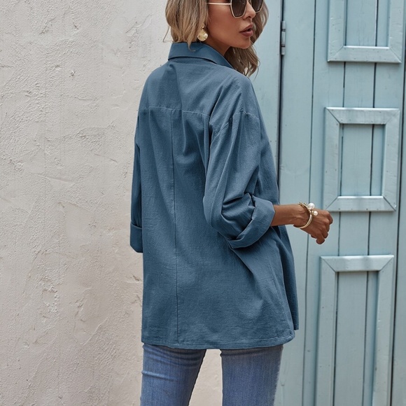 Classic Mocha Brown Button up Oversized Boyfriend Top - Picture 11 of 12